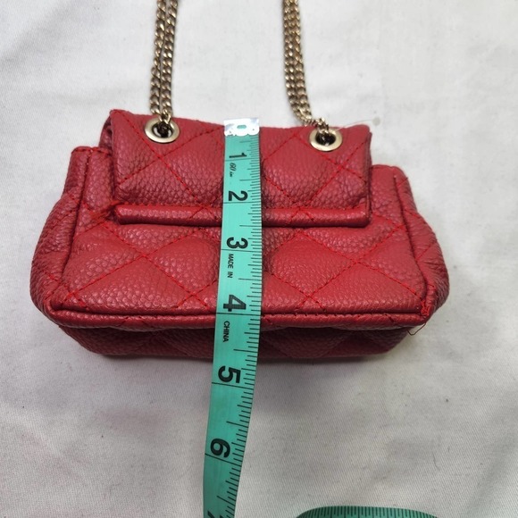 Chloe K New York Emma Mini Bag Red Gold Quilted Bag - Picture 6 of 6